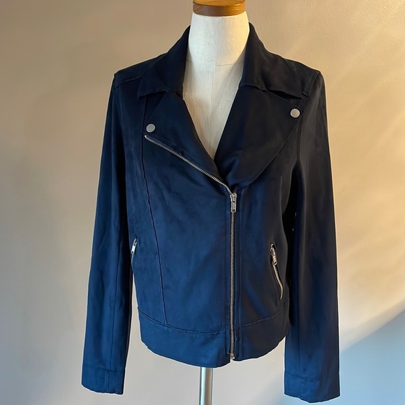 Level 99 Tabitha vegan faux suede moto jacket SUPER SOFT zipped slight side Med - Picture 2 of 16